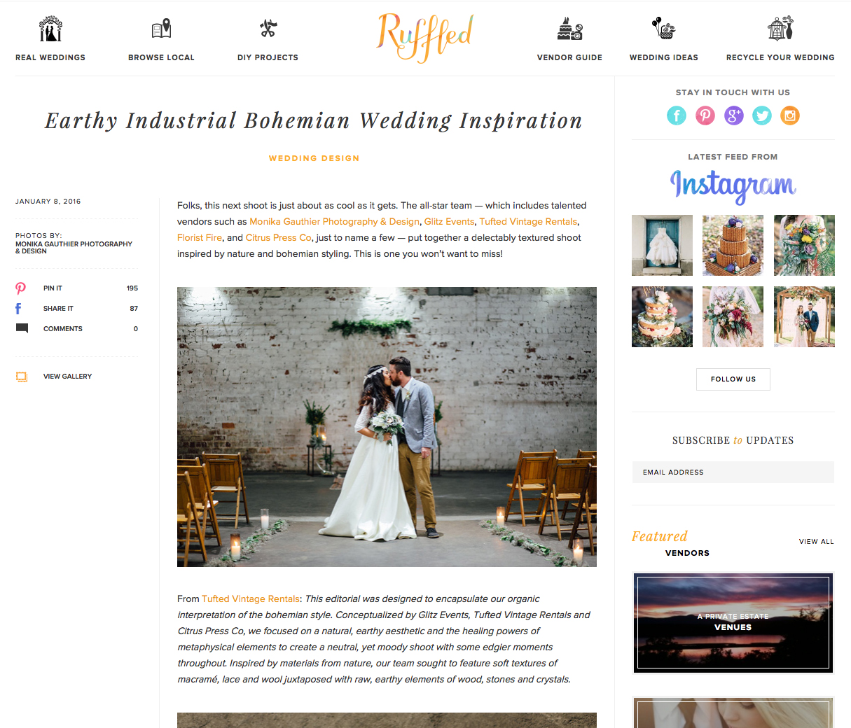 Rialto Theatre Wedding Feature on Ruffled